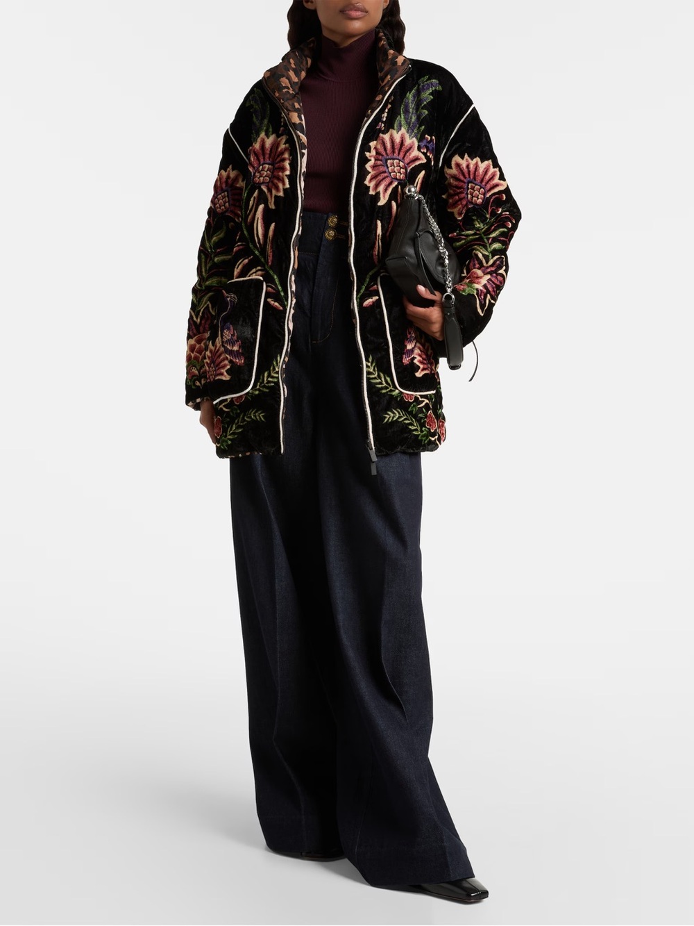 Farm Rio Marvelous Garden belted reversible puffer jacket